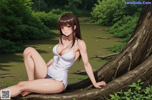 A woman standing next to a body of water.