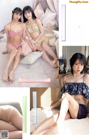 A group of three young women laying on top of a bed.