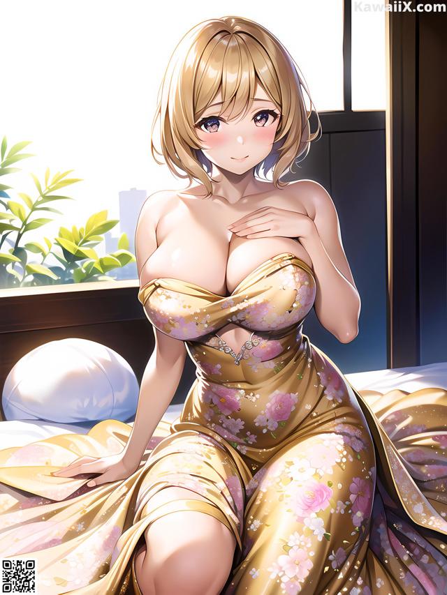 Hentai - 华彩繁花 Set 2 20230602 Part 16 No.49a50f A woman in a yellow dress sitting on a bed.