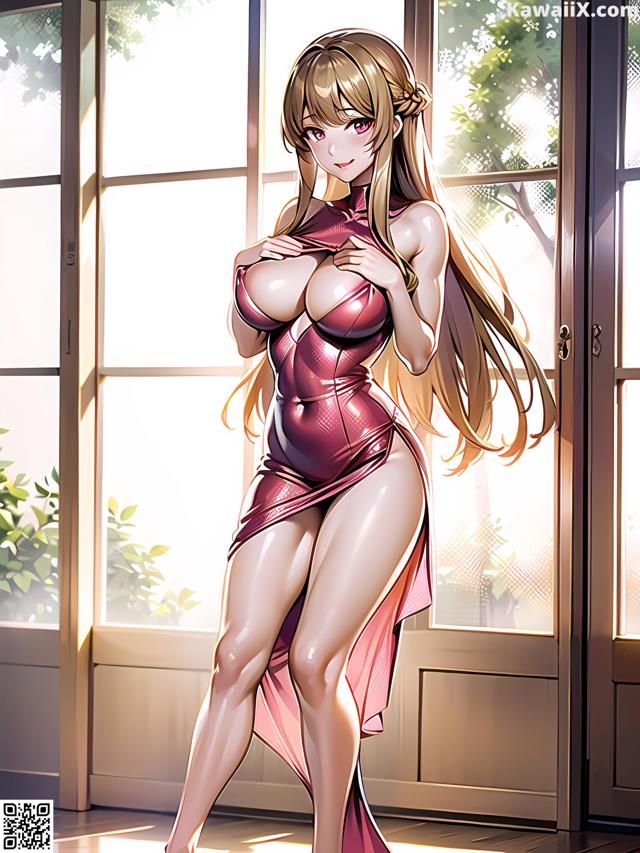 Hentai - 华彩繁花 Set 1 20230602 Part 17 No.b7f1a5 A woman in a pink dress standing in front of a window.